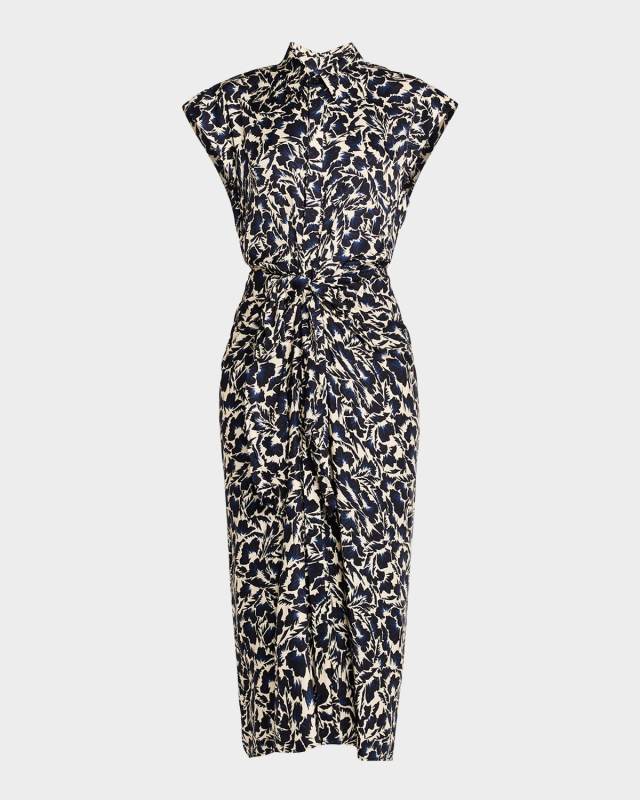 Emilia Draped Satin Shirtdress